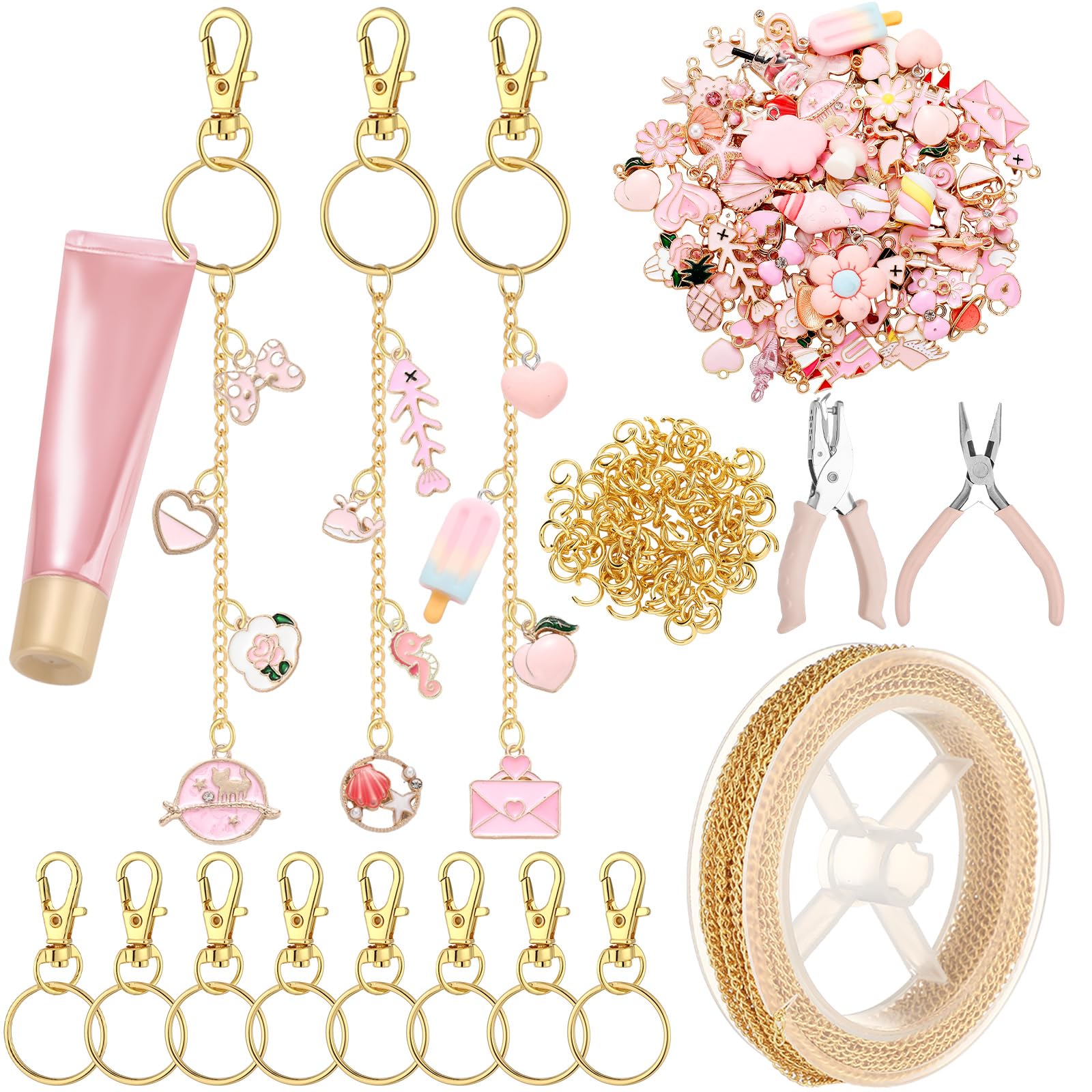 Amazon.com: VioraWhite 213 Pcs Keychain Making Kit Bag Charm Kit